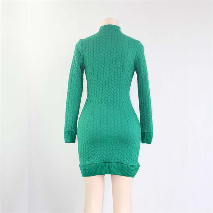 VenusFox Bodycon Zippers Knitted Dress