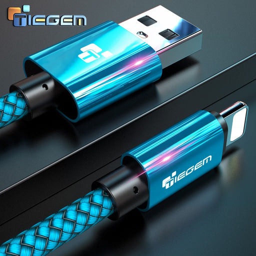 Tiegem USB Cable For iPhone 7 8 6 5 6s S plus X XS MAX XR Cable Fast Charging Cable Mobile Phone Charger Cord Usb Data Cable 3M