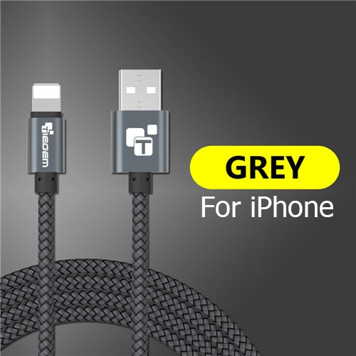 Tiegem USB Cable For iPhone 7 8 6 5 6s S plus X XS MAX XR Cable Fast Charging Cable Mobile Phone Charger Cord Usb Data Cable 3M