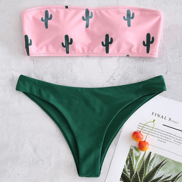 push up Cactus Print sexy bikini