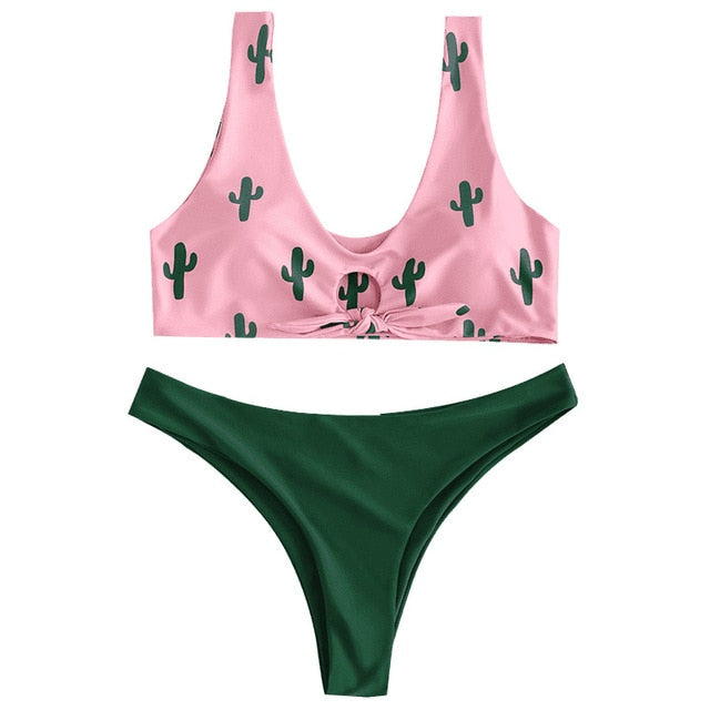 push up Cactus Print sexy bikini