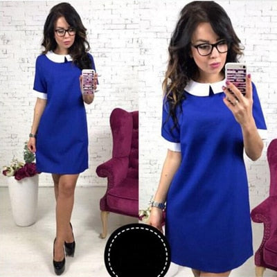 VenusFox Short Sleeve Solid Colors Above-knee Summer Dress