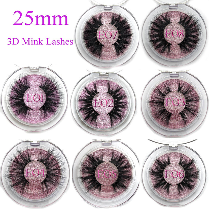 25mm Long 3D mink lashes extra length Big dramatic volume