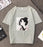 VenusFox Print O Neck Cotton T shirt