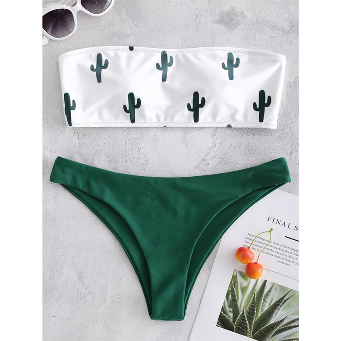 push up Cactus Print sexy bikini