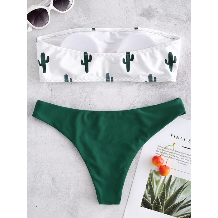 push up Cactus Print sexy bikini