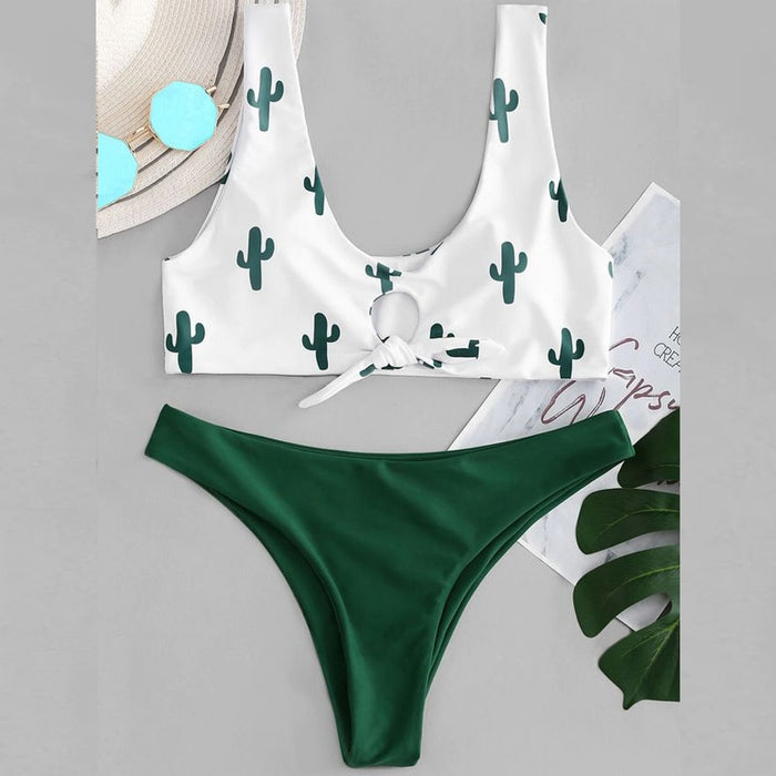 push up Cactus Print sexy bikini
