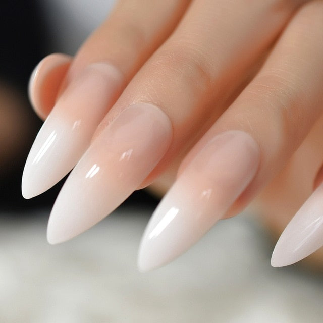 24pcs Natural Ombre French Ballerina Fake Nail