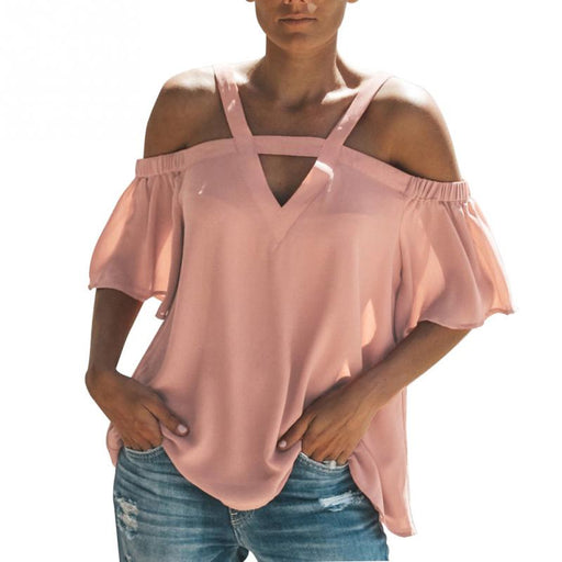 VenusFox Summer Off Shoulder Backless Blouse