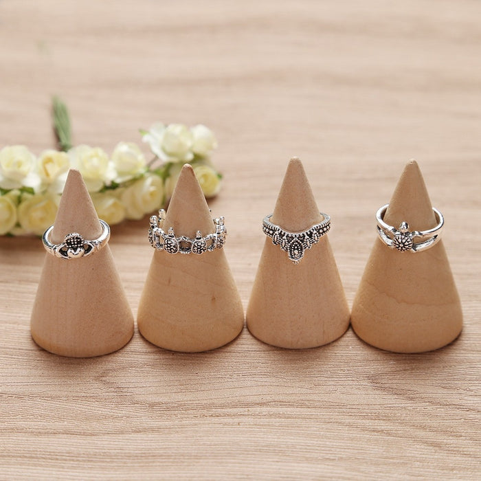 Boho Geometric Flower Crystal Vintage Rings