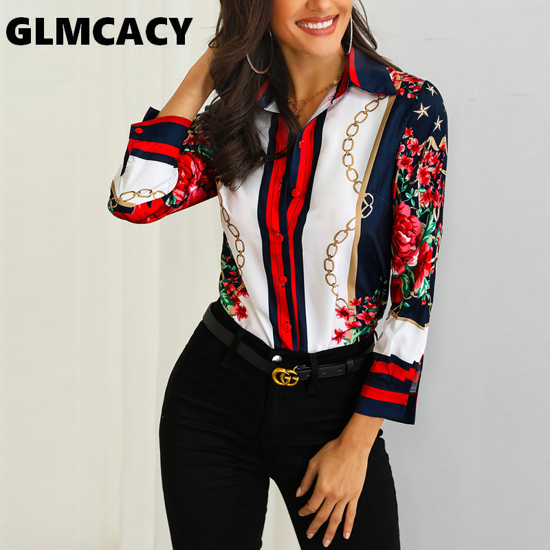 VenusFox Floral & Chains Print Casual Bohemian Shirts