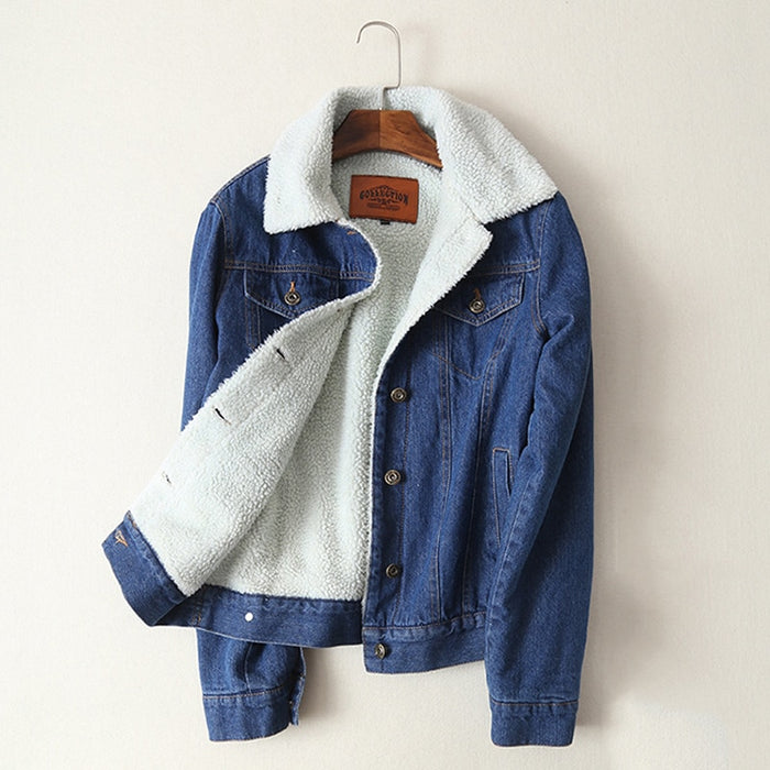 VenusFox lambswool Denim Jacket with Pockets