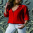 VenusFox Long Sleeve Solid V-Neck Chiffon Blouse Tops Shirts Blouse