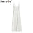 VenusFox White pearls sexy Hollow out embroidery cotton dress