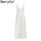 VenusFox White pearls sexy Hollow out embroidery cotton dress
