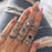 Boho Geometric Flower Crystal Vintage Rings