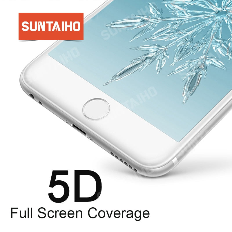 Suntaiho 5D Cold Carving Full Cover Tempered Glass for iPhone 8 7 Plus 6 XS Max