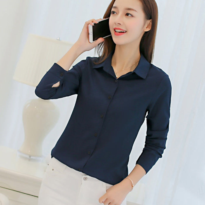 VenusFox Chiffon Long Sleeve Blouse Office Career Shirts Tops