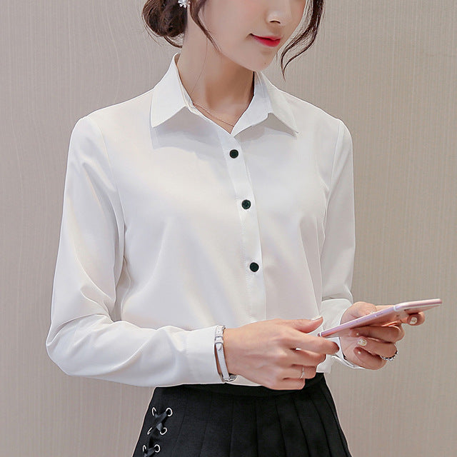 VenusFox Chiffon Long Sleeve Blouse Office Career Shirts Tops