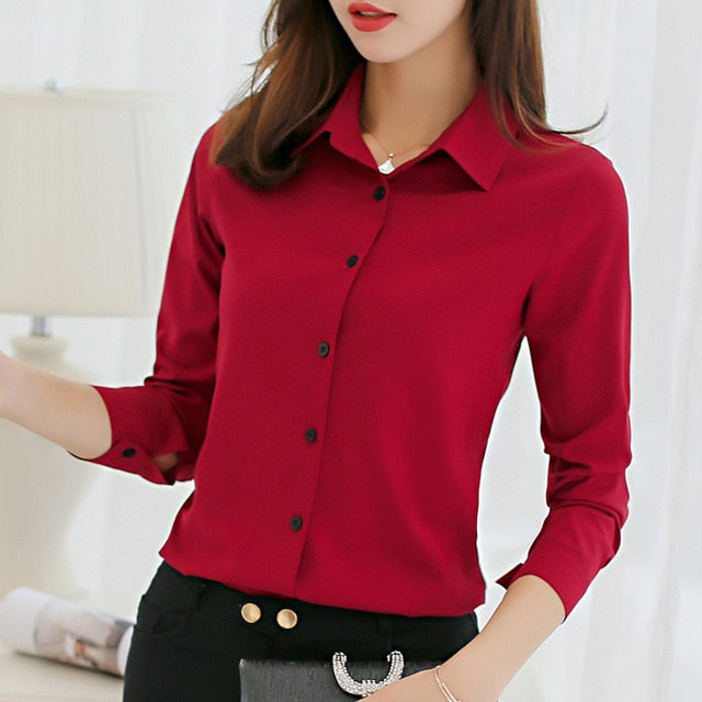 VenusFox Chiffon Long Sleeve Blouse Office Career Shirts Tops