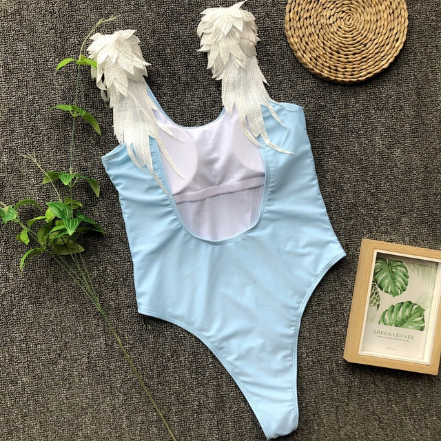 one piece Family Mom Daughter matching Embroidery wing bikini set