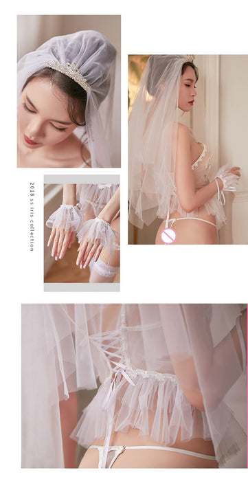 VenusFox  Marry Him Again with This Sexy White Bride Lingerie Cosplay Wedding Dress
