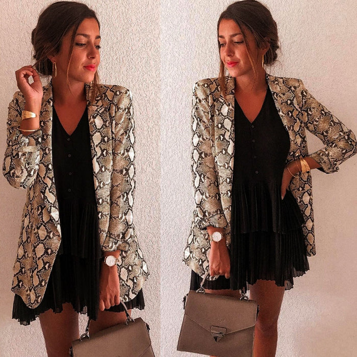 VenusFox Snake Print Long Sleeve Suit