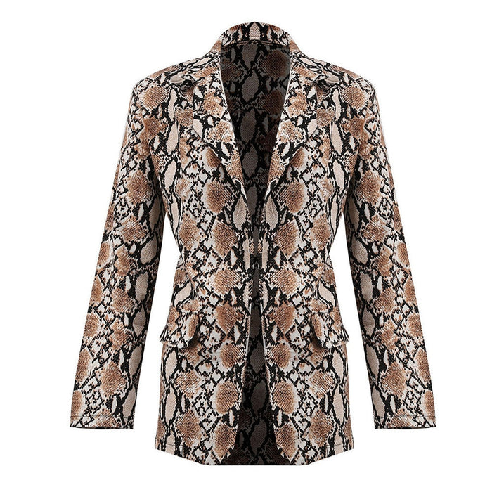 VenusFox Snake Print Long Sleeve Suit