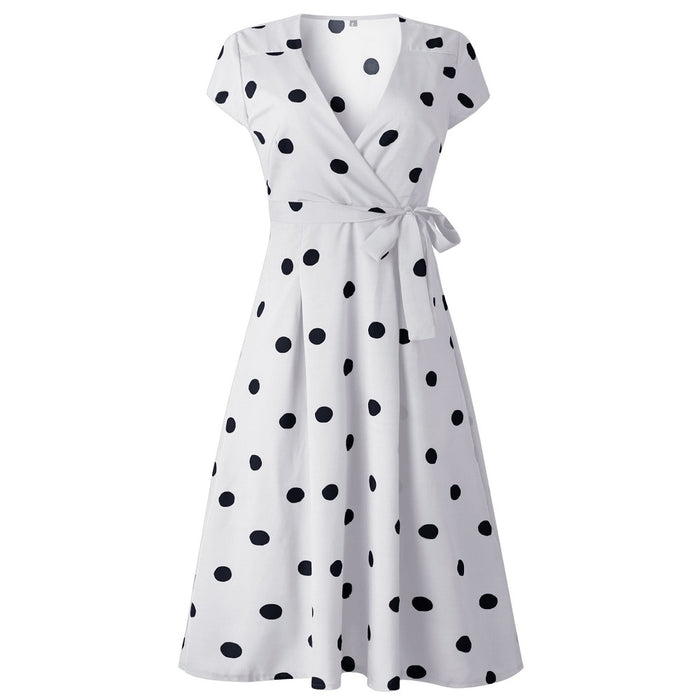 VenusFox Polka Dot Strapless Ruffle A-Line  Sundress