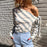 VenusFox Striped One Shoulder Casual Blouse