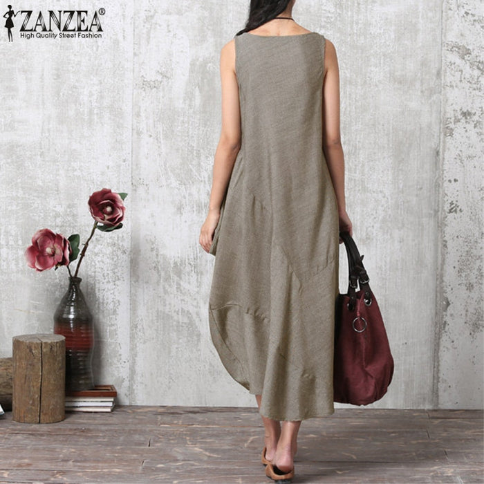 VenusFox Casual Sleeveless Irregular Maxi Dress