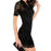VenusFox Black Short Sleeve Tassel Mini Lace Dress