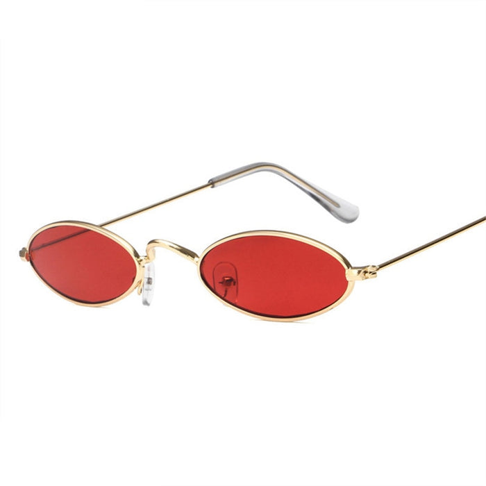 Women Retro Metal Frame Vintage Round Skinny Sun Glasses UV400