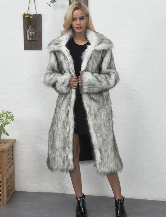 VenusFox Long Sleeve Winter Warm Loose Thick Faux Fur Coat