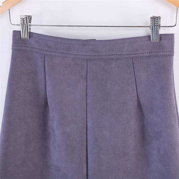 VenusFox Suede Multi Color A-Line Basic Mini Skirt