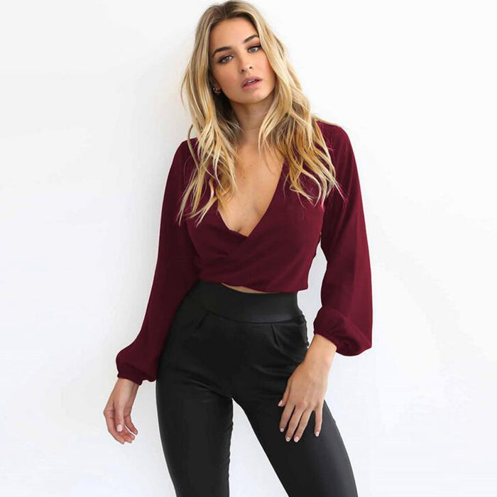 VenusFox Sexy Long Sleeved Loose backless Blouse