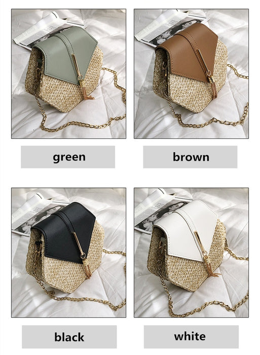 Mulit Style Straw+leather Bohemian Shoulder Bag